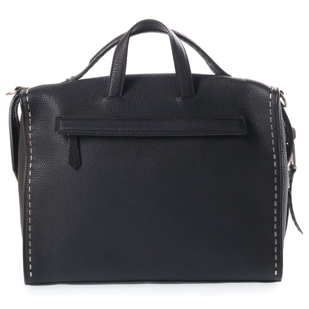 FENDI(フェンディ) 2WAYハンドバッグ ビジネスバッグ ショルダーバッグ ブラック レザー シルバー金具 レディース