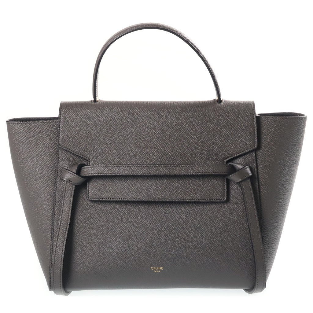 CELINE(セリーヌ) ベルトバッグ ミニ 2WAY ハンド ショルダーバッグ ゴールド金具 グレー レディース