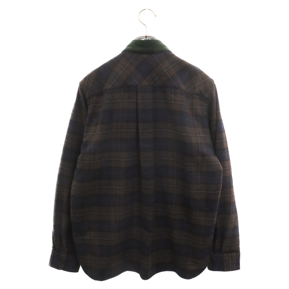 Sacai(サカイ) Melting pot 刺繍 チェック柄 長袖 ロングスリーブシャツ ブラウン 19‐02075M