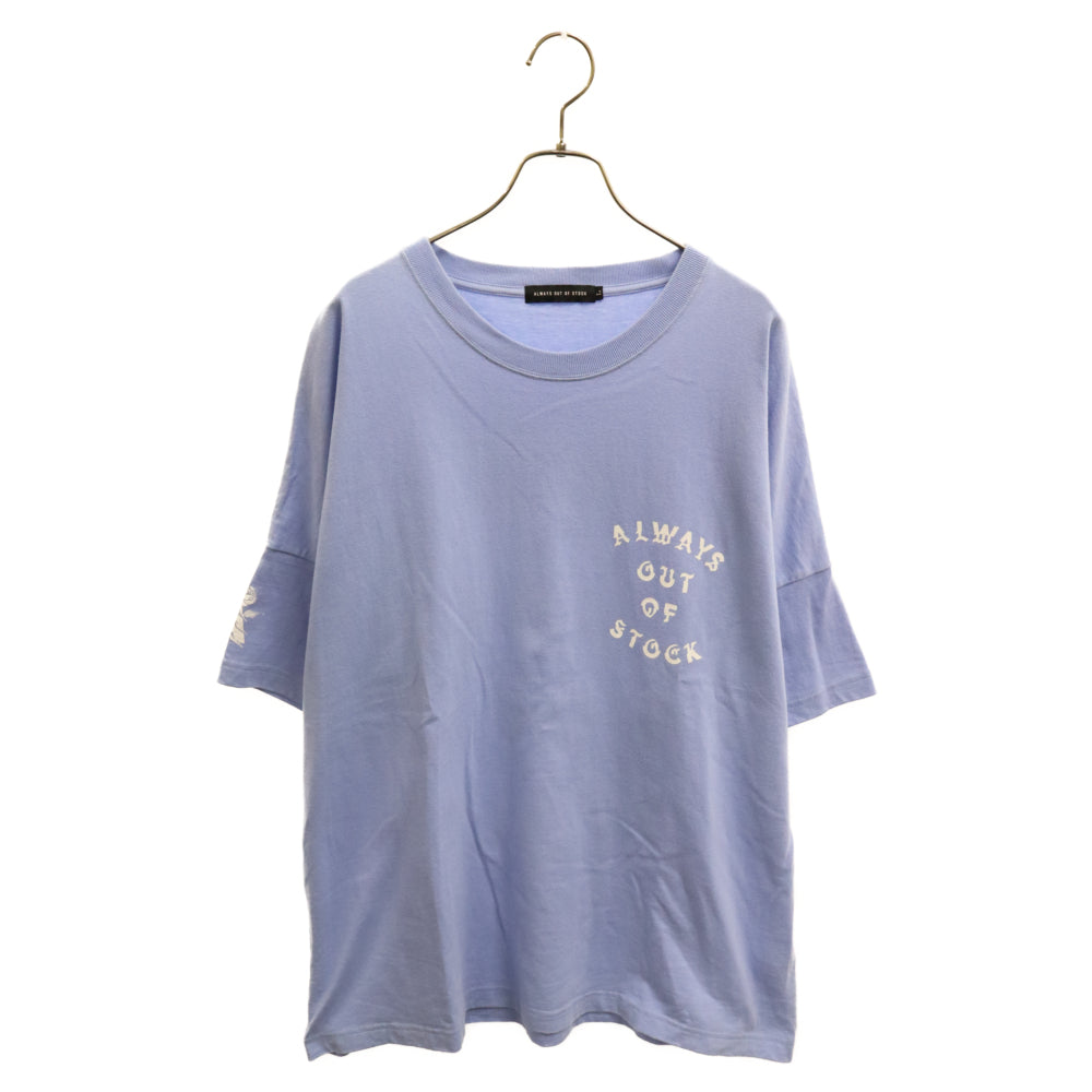 ALWAYS OUT OF STOCK(オールウェイズアウトオブストック) Front Print Logo Tee フロントプリントロゴ 半袖Tシャツ ブルー