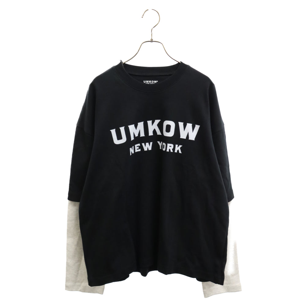 UMKOW(ウムコウ) 23AW Vintage Photo Dobule Layer L/S Tee ヴィンテージフォトダブルレイヤー 長袖Tシャツ ブラック/グレー