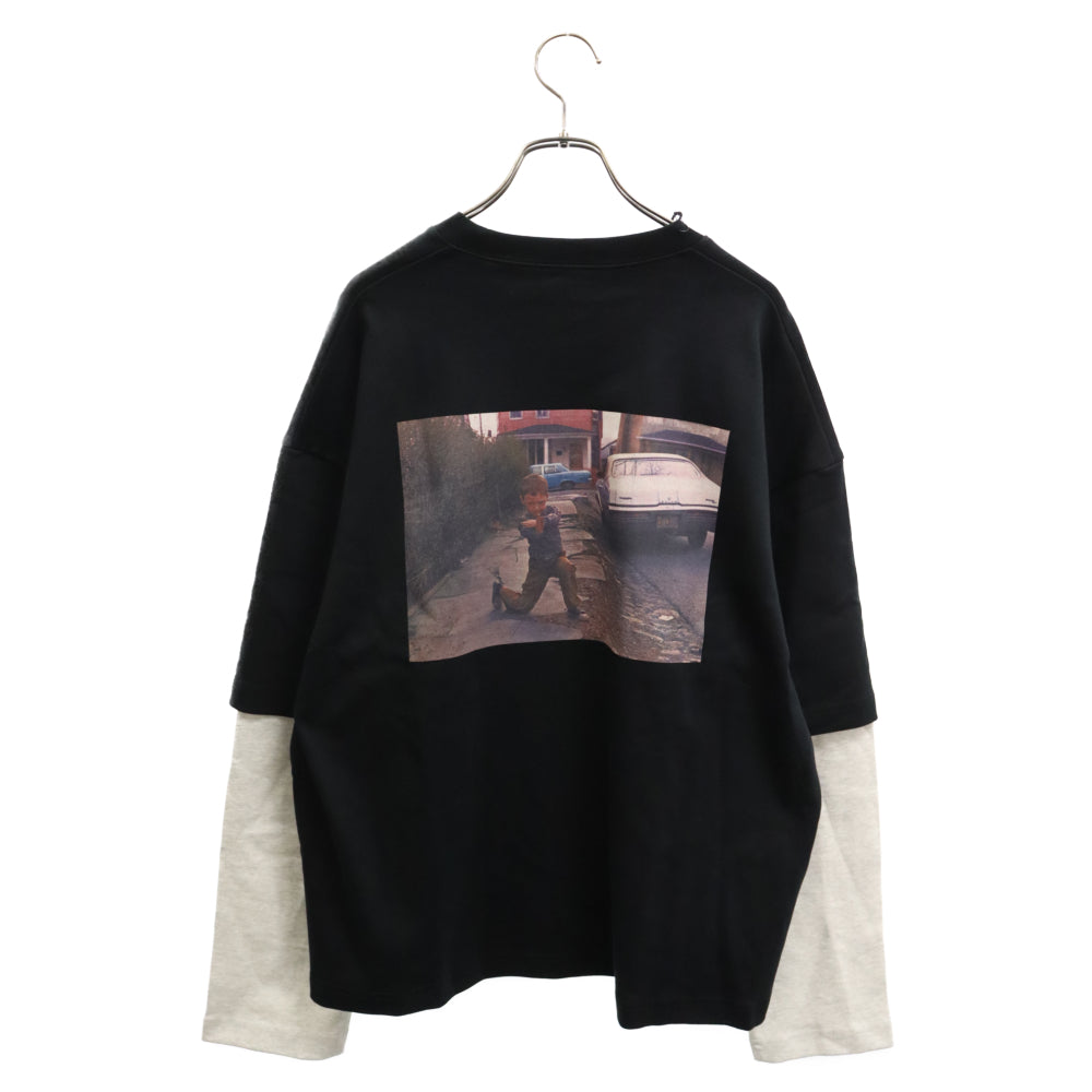 UMKOW(ウムコウ) 23AW Vintage Photo Dobule Layer L/S Tee ヴィンテージフォトダブルレイヤー 長袖Tシャツ ブラック/グレー