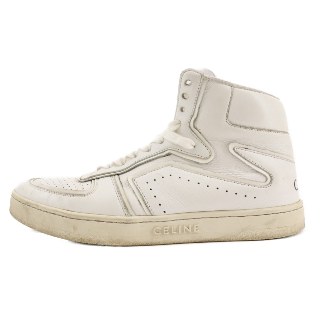 CELINE(セリーヌ) LEATHER SNEAKERS レザーハイカットスニーカー シューズ ホワイト MU1200