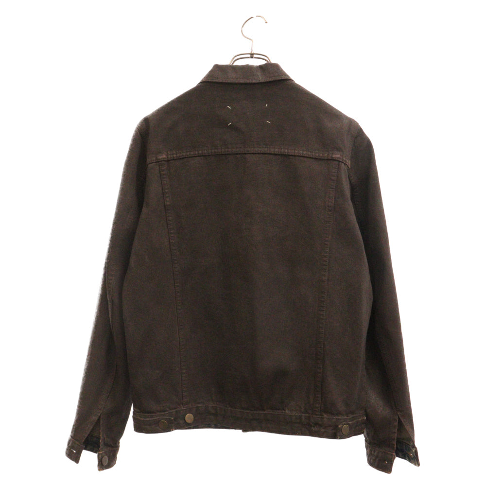 Martin Margiela(マルタンマルジェラ) 90s Archive 白タグ ペンキコーティングデニムジャケット ブラウン/インディゴ アーカイブ