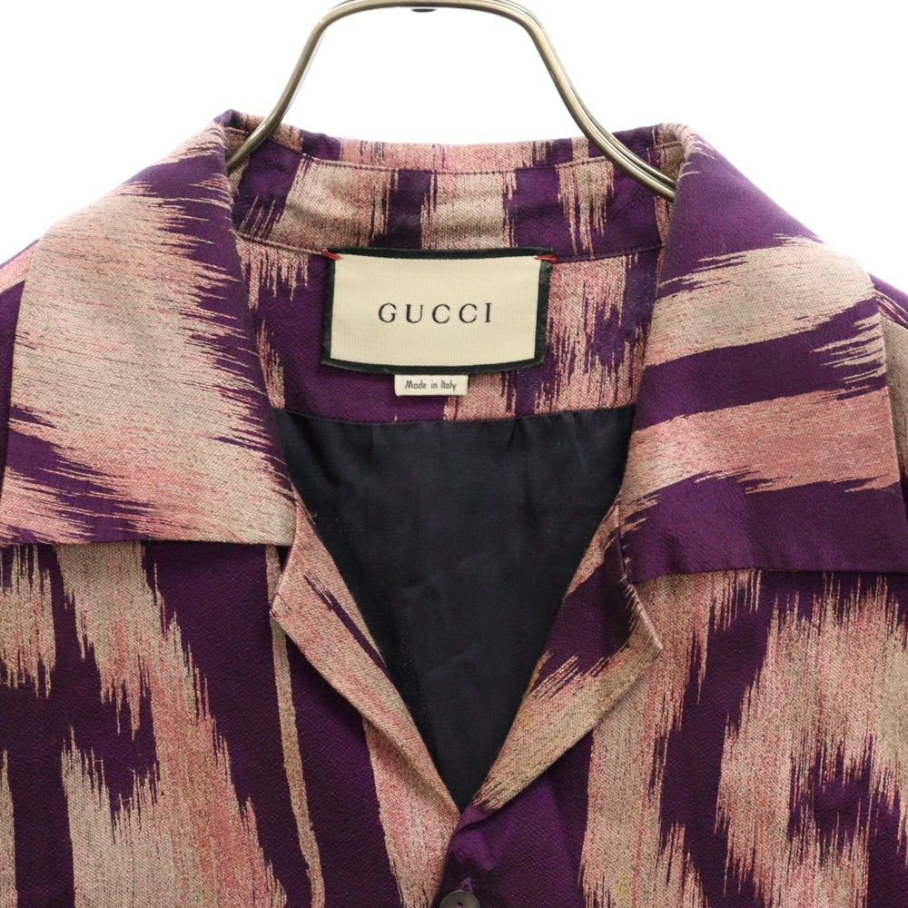 GUCCI(グッチ) 総柄デザイン ボウリングシャツ 半袖シャツ 597908 パープル