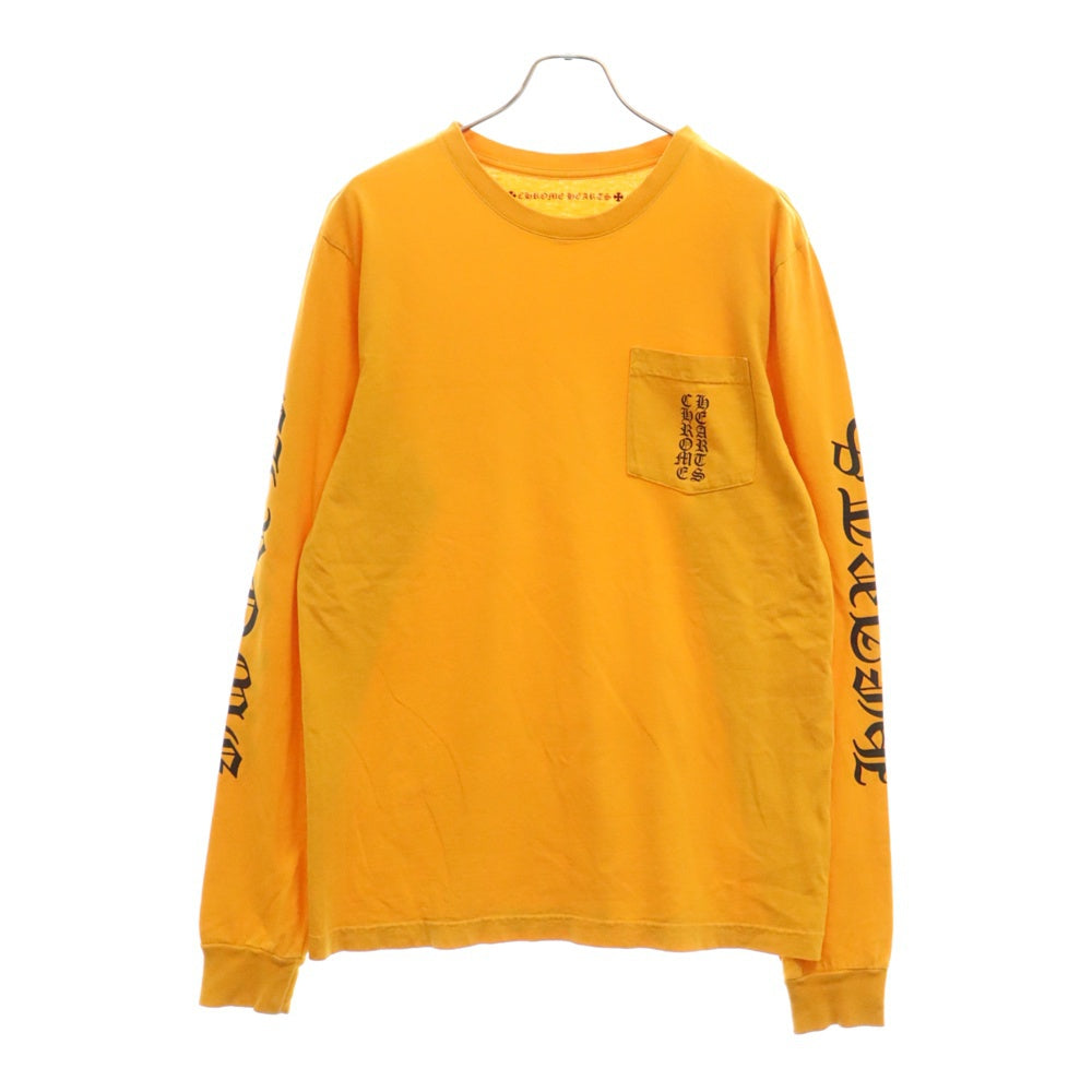 CHROME HEARTS(クロムハーツ) アームロゴプリント 長袖Tシャツ ロングスリーブカットソー オレンジ