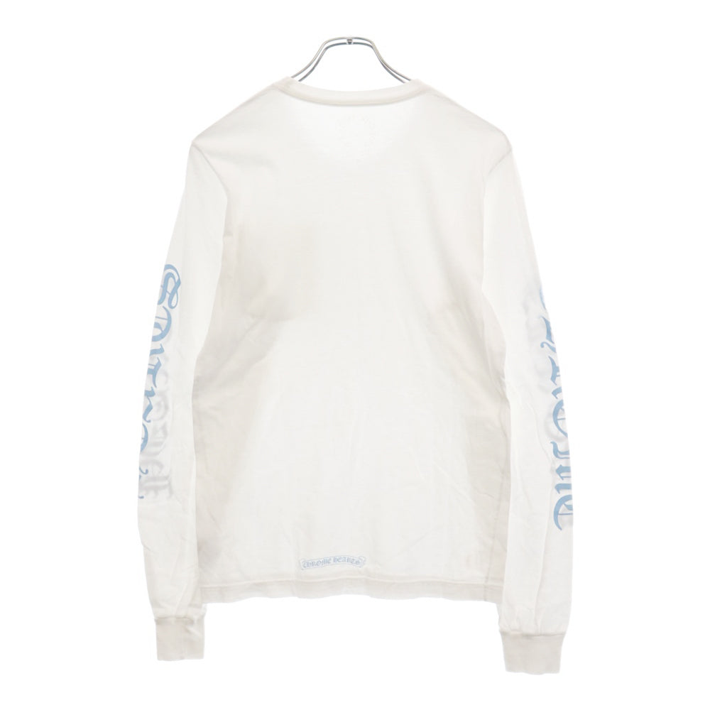CHROME HEARTS(クロムハーツ) Neck Logo Pastel Blue L/S Tee ネックロゴパステルブルー 長袖Tシャツ ロングスリーブカットソー ホワイト/ブルー