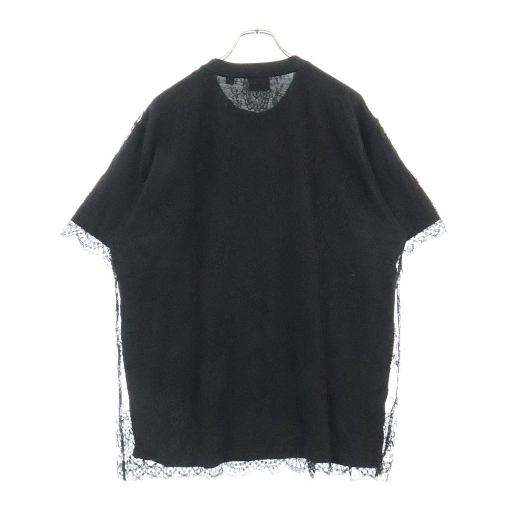 BURBERRY(バーバリー) レースレイヤード クルーネック 半袖Tシャツ カットソー ブラック 8042696