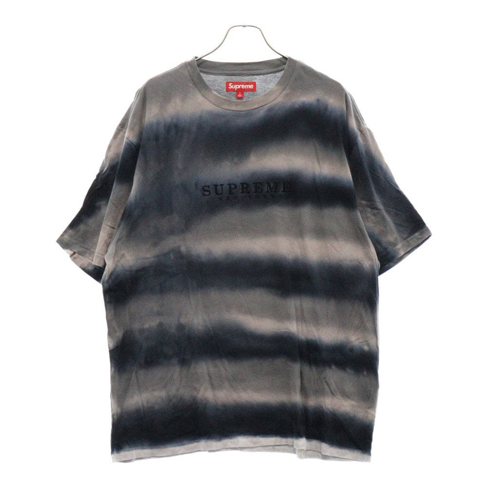SUPREME(シュプリーム) 23AW Dyed Stripe S/S Top タイダイ フロントロゴ刺繍 ストライプ半袖Tシャツ カットソー グレー