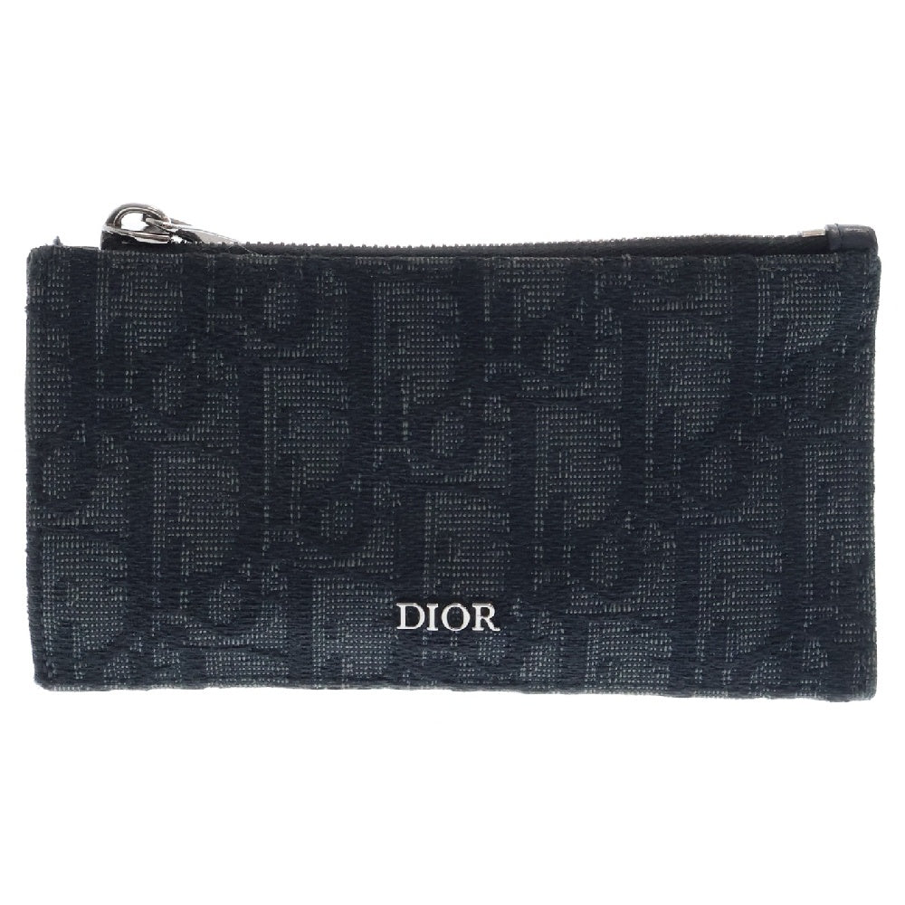 Christian Dior(クリスチャンディオール) 12-BO-0212 オブリーク ジャカード グレインドカーフスキン ジッパー フラグメントケース ダークネイビー