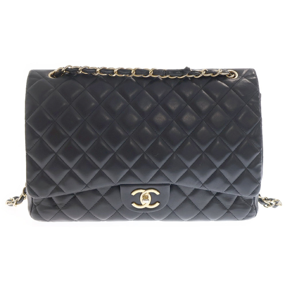 CHANEL(シャネル) デカマトラッセ 33 ラムスキン Wフラップ チェーンショルダー バッグ ブラック