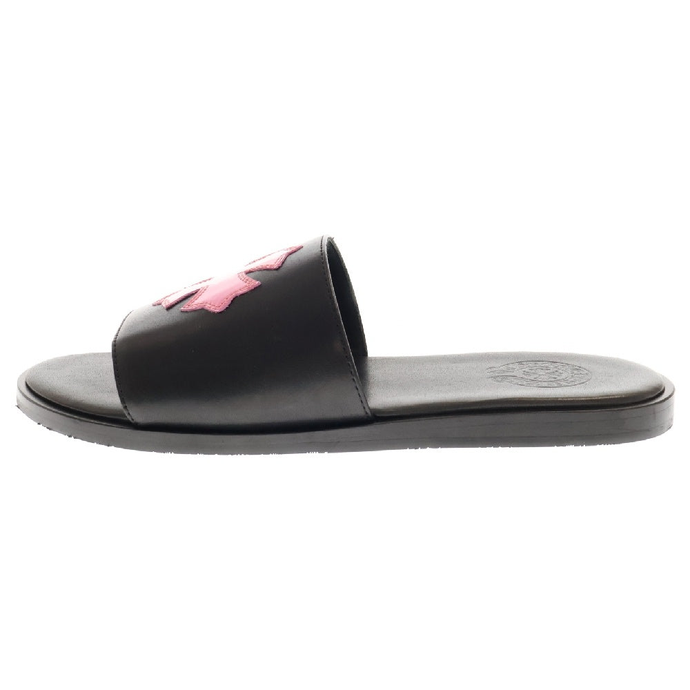 CHROME HEARTS(クロムハーツ) CH PLUS PTCH SLIDE SHOE BLACK/PINK LEATHER CHプラス スライド サンダル レザー ブラック/ピンク パッチ