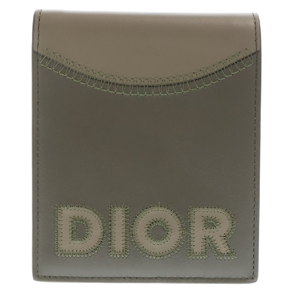 DIOR(ディオール) ロゴ刺繍 二つ折り コンパクトウォレット 財布 カーキ 2ESBC027MDE