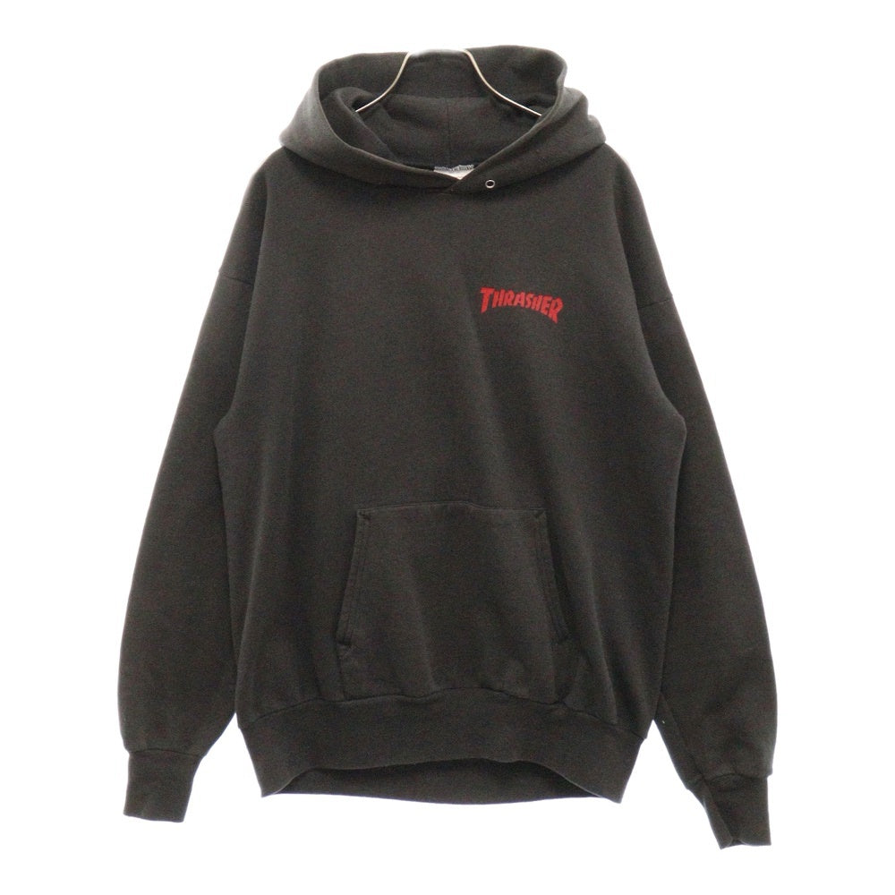 VINTAGE(ヴィンテージ) 90S THRASHER Pushead Hoodie スラッシャー フロントプリントロゴ プルオーバー フーディ パーカー ブラック