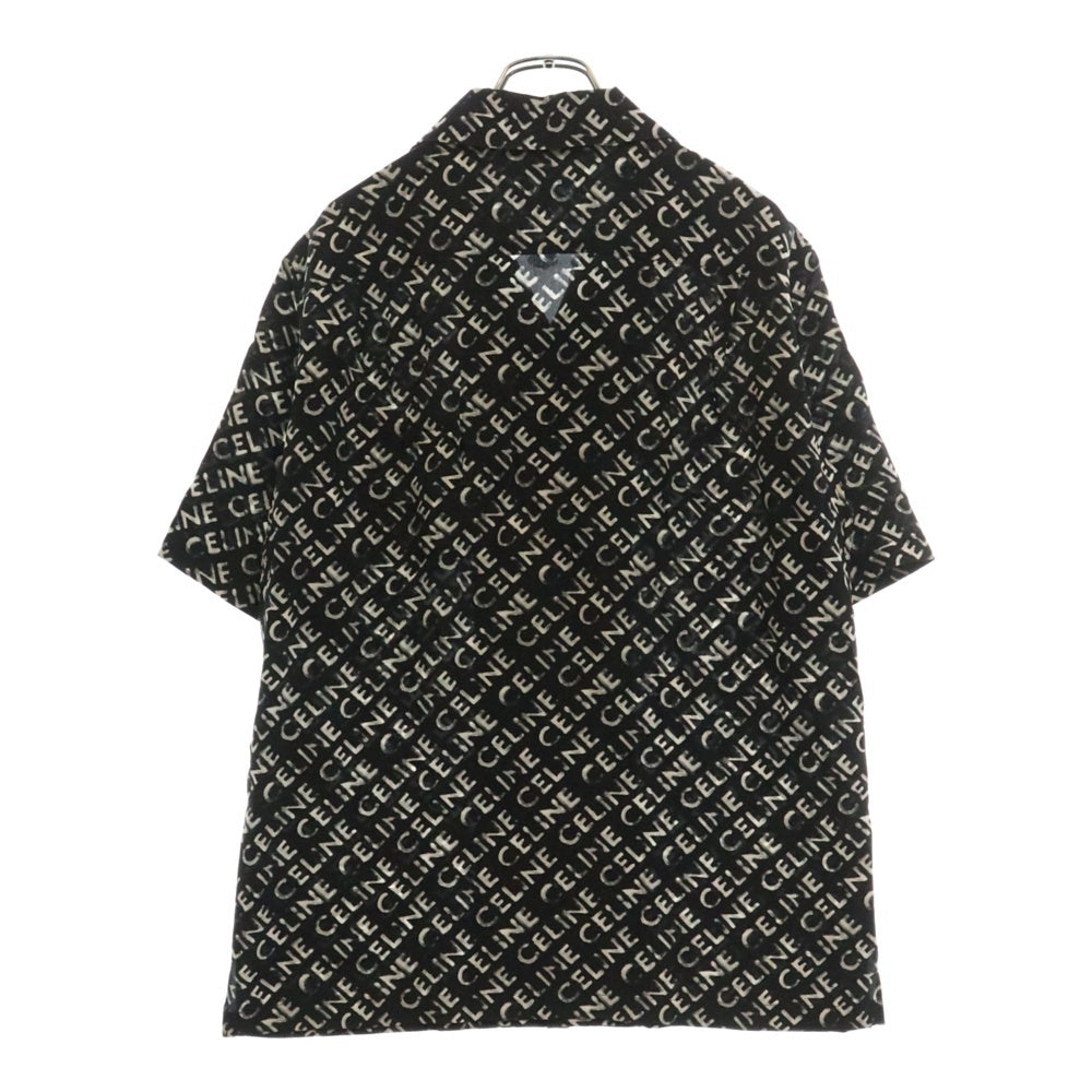 CELINE(セリーヌ) 23AW ロゴプリント オープンカラー半袖シャツ ハワイアンシャツ 総柄 ブラック 2C946748T 38CE