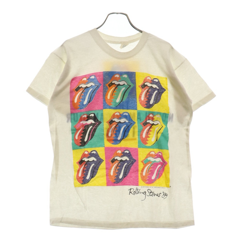 VINTAGE(ヴィンテージ) 80S ローリングストーンズ アンディ ウォーホル タイプ 北アメリカ ワールドツアー 半袖Tシャツ カットソー ホワイト