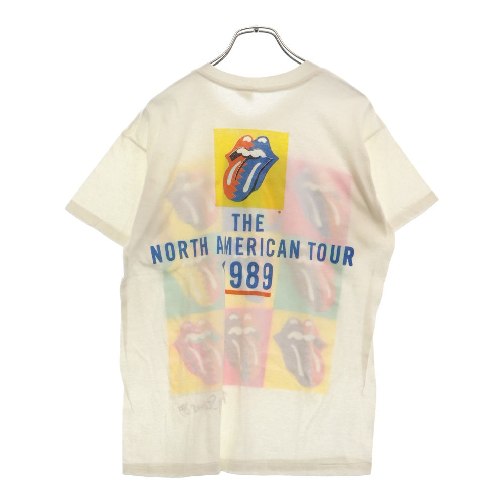 VINTAGE(ヴィンテージ) 80S ローリングストーンズ アンディ ウォーホル タイプ 北アメリカ ワールドツアー 半袖Tシャツ カットソー ホワイト