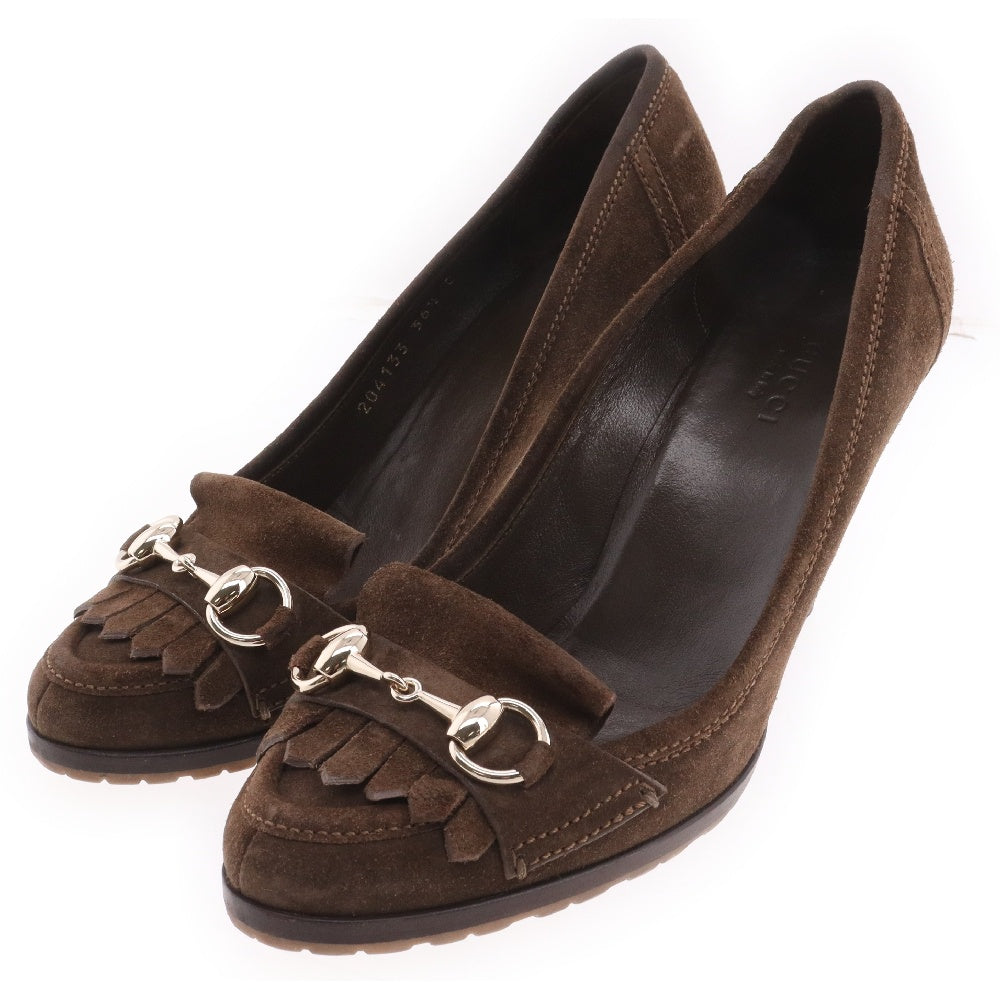 GUCCI(グッチ) ホースビット スエードパンプス ヒールシューズ ブラウン 204133