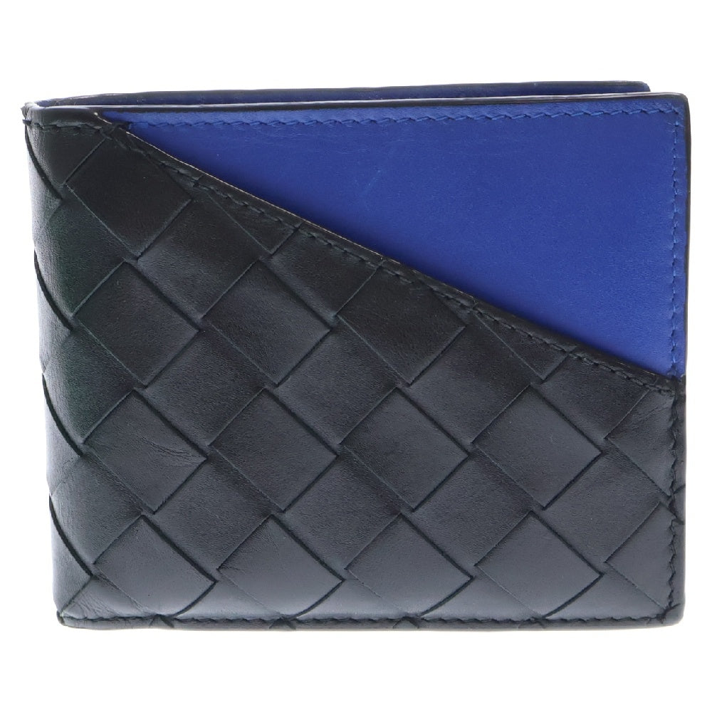 BOTTEGA VENETA(ボッテガヴェネタ) イントレチャート 二つ折り財布 ウォレット ブラック/ブルー 619390 VCPQ7