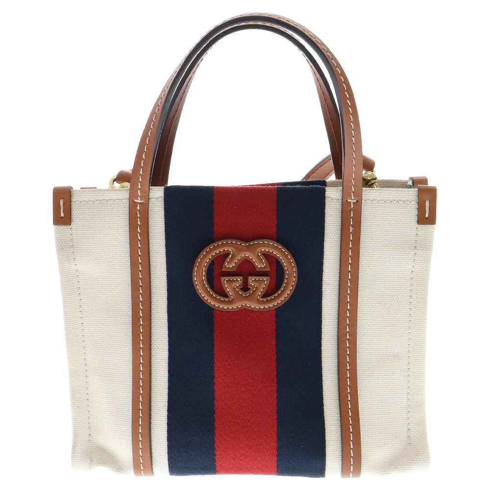 GUCCI(グッチ) インターロッキンG 2WAYミニトートバッグ ショルダーバッグ ホワイト 727735