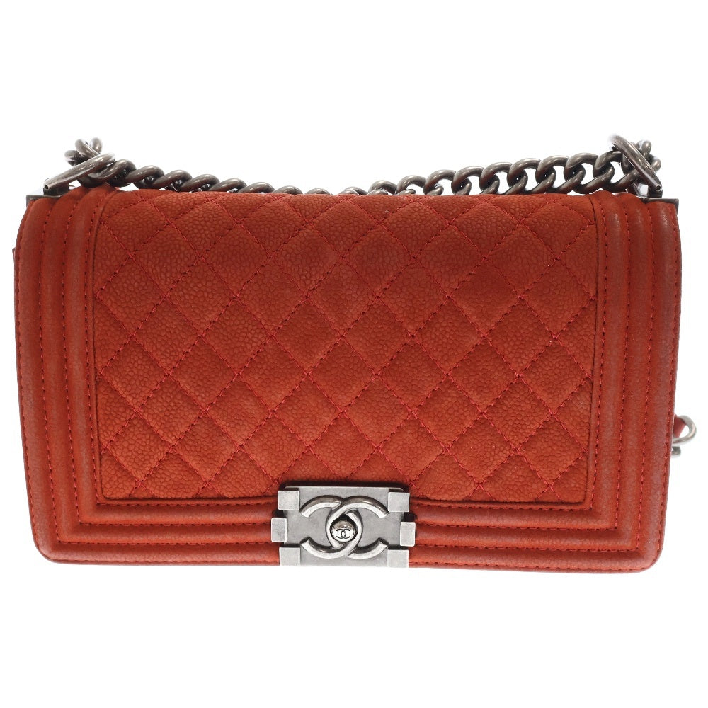 CHANEL(シャネル) ボーイシャネル25 キャビアスキンチェーンショルダーバッグ レッド