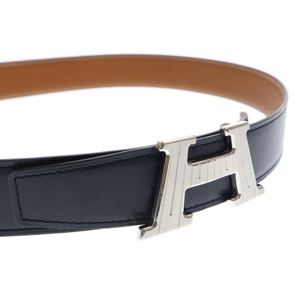 HERMES(エルメス) Hテイクオフ U刻印 ブラック リバーシブル レザーベルト