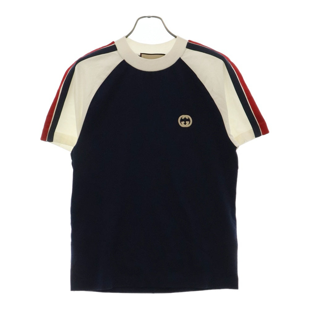 GUCCI(グッチ) パッチ付き サイドライン 半袖Tシャツ カットソー ネイビー 752191 XJFR5