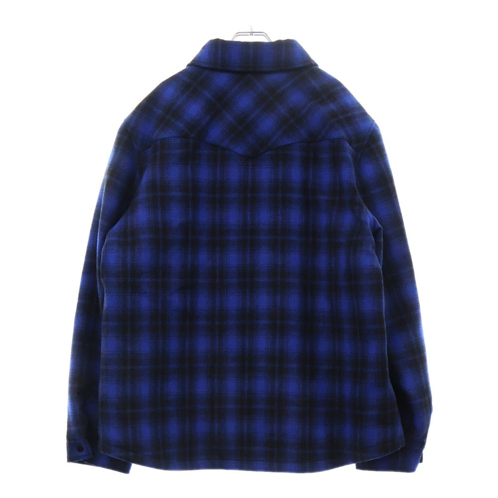 CELINE(セリーヌ) 22AW フードロゴ 長袖パディッドチェックシャツ ブルー/ブラック 2W410994R