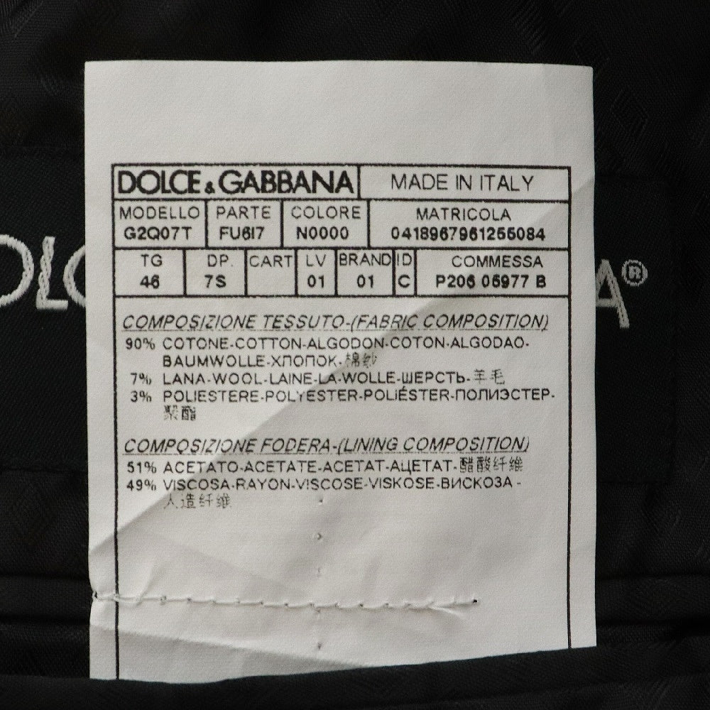 DOLCE & GABBANA(ドルチェアンドガッバーナ) ベルベット シングル テーラードジャケット ブラック 2GQ07T