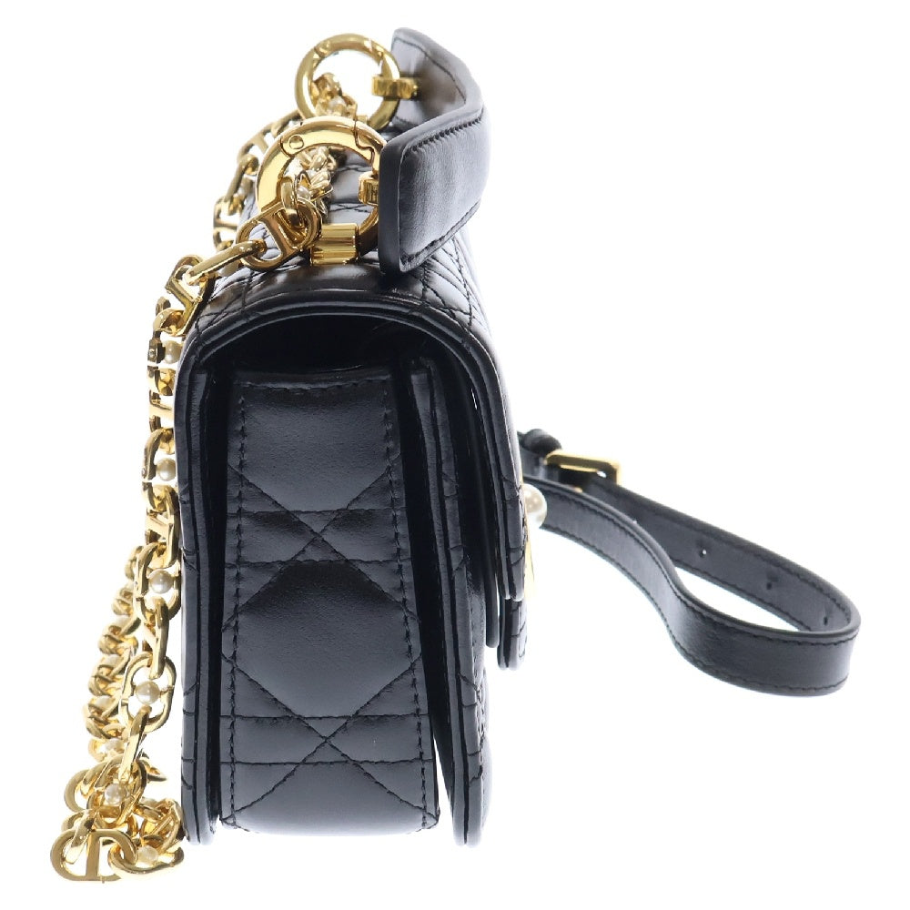 Christian Dior(クリスチャンディオール) ジョリー カナージュ レザー 2WAYハンドバッグ ショルダーバッグ ブラック M9272UBHI-M900