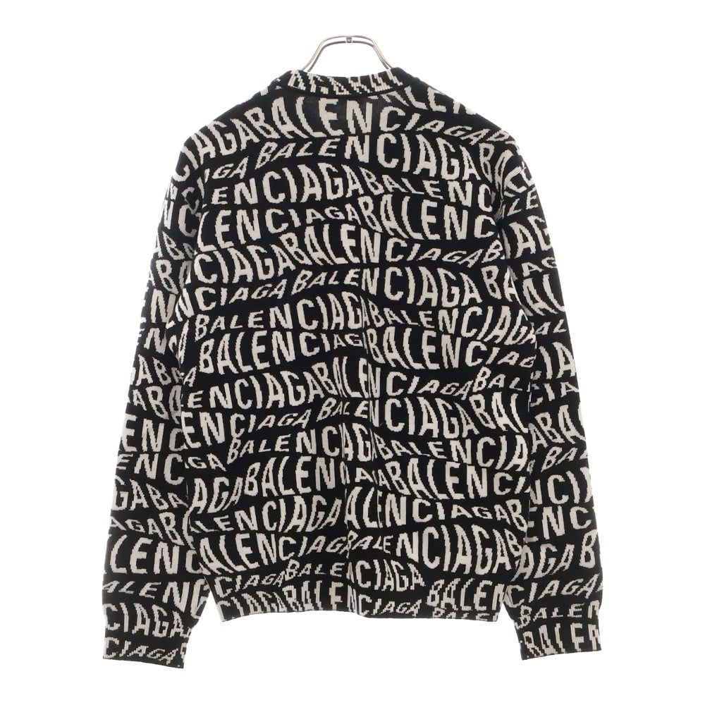 BALENCIAGA(バレンシアガ) 19AW Logo Knit Sweater 583153 T1535 6477 総柄ロゴニットスウェット セーター 長袖 ブラック/ホワイト