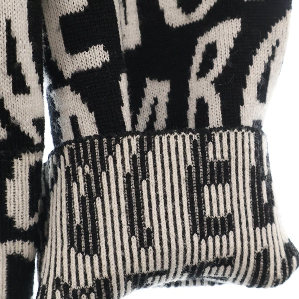 BALENCIAGA(バレンシアガ) 19AW Logo Knit Sweater 583153 T1535 6477 総柄ロゴニットスウェット セーター 長袖 ブラック/ホワイト