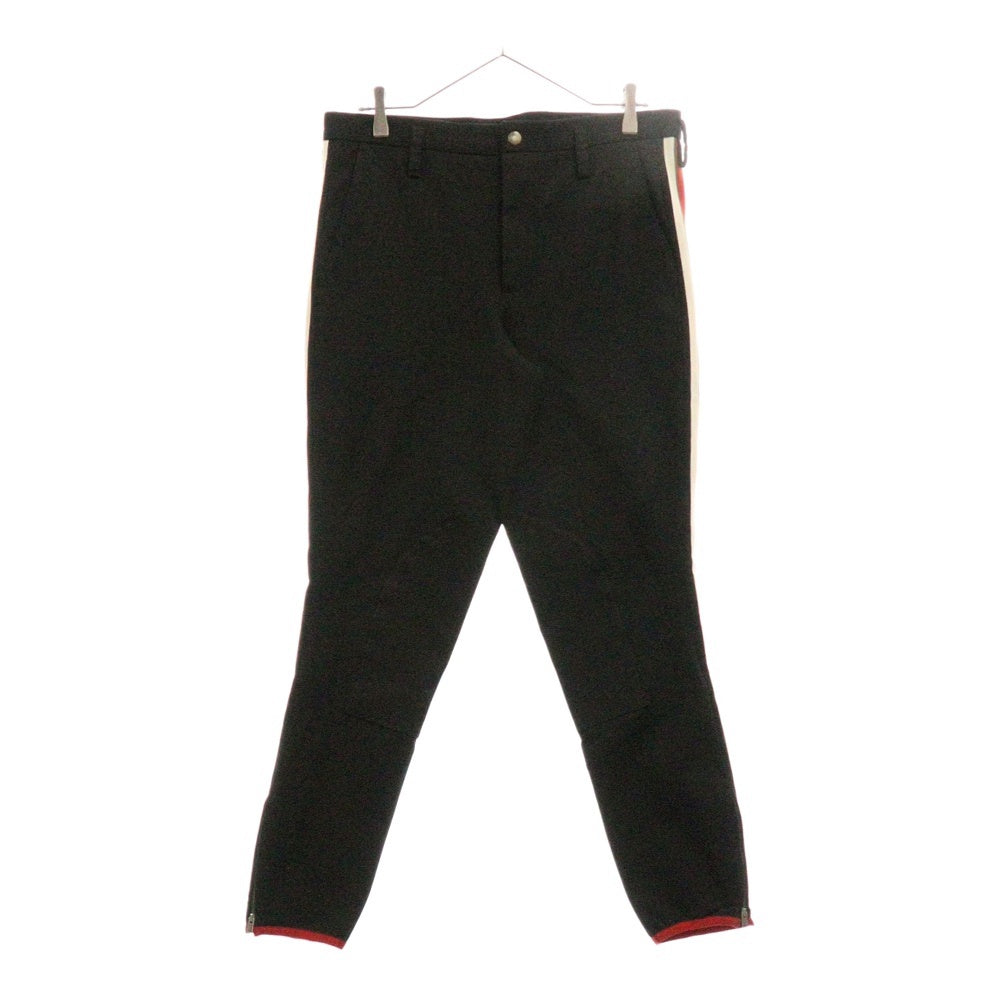 GUCCI(グッチ) 18SS サイドライン ギャバジンパンツ テーパード 裾ジップ ブラック 495695