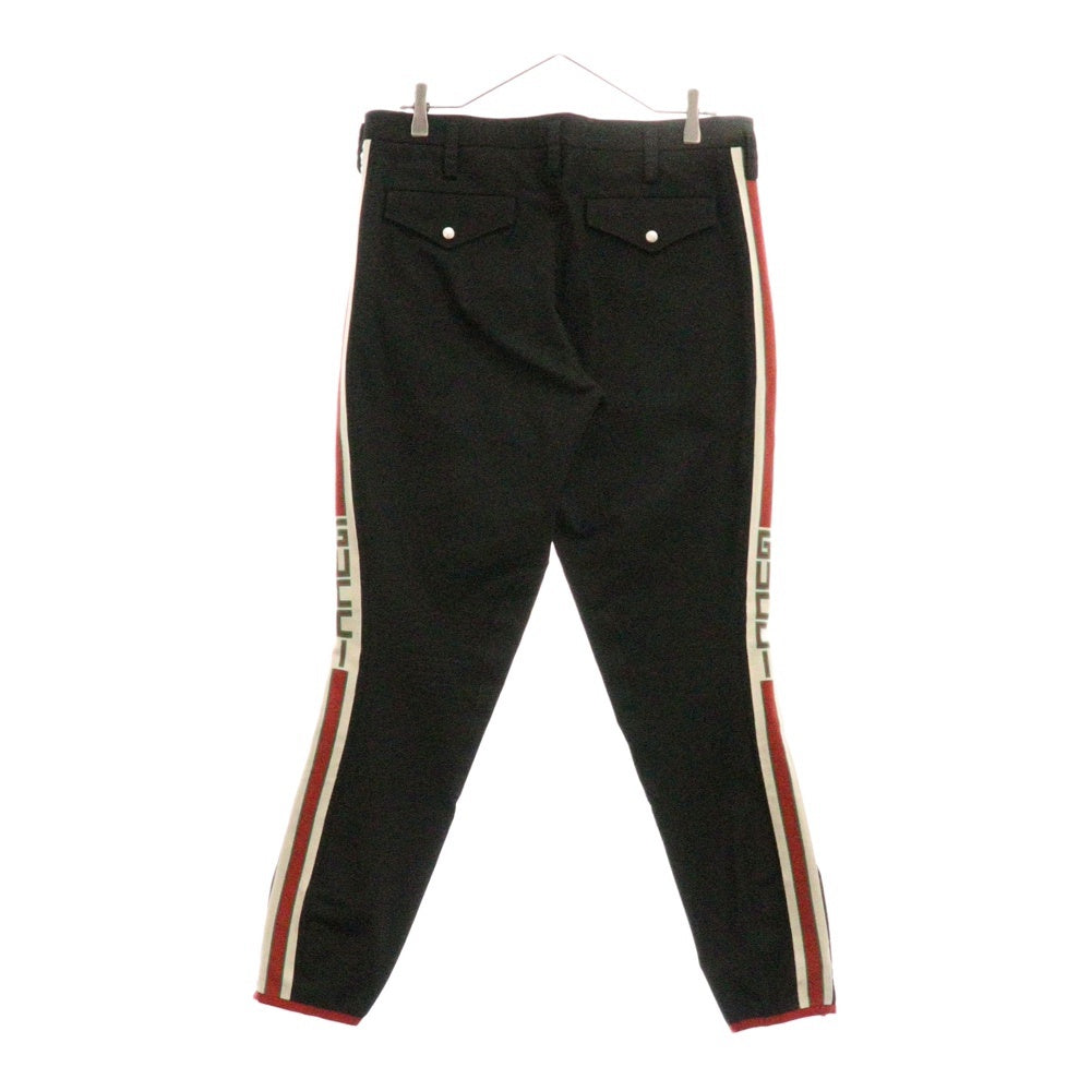 GUCCI(グッチ) 18SS サイドライン ギャバジンパンツ テーパード 裾ジップ ブラック 495695
