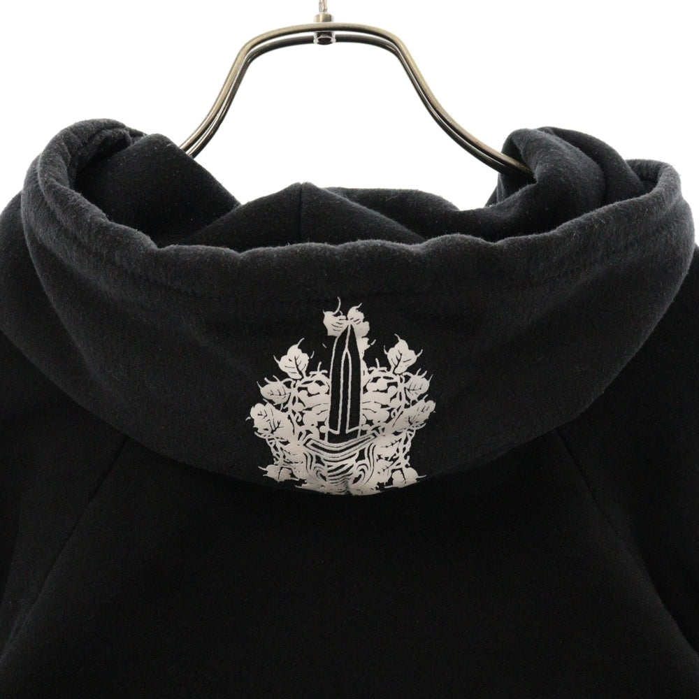 CHROME HEARTS(クロムハーツ) OLD FLORAL Hoodie オールドモデル 裏地サマール フローラルロゴプリントフーディ パーカー ブラック