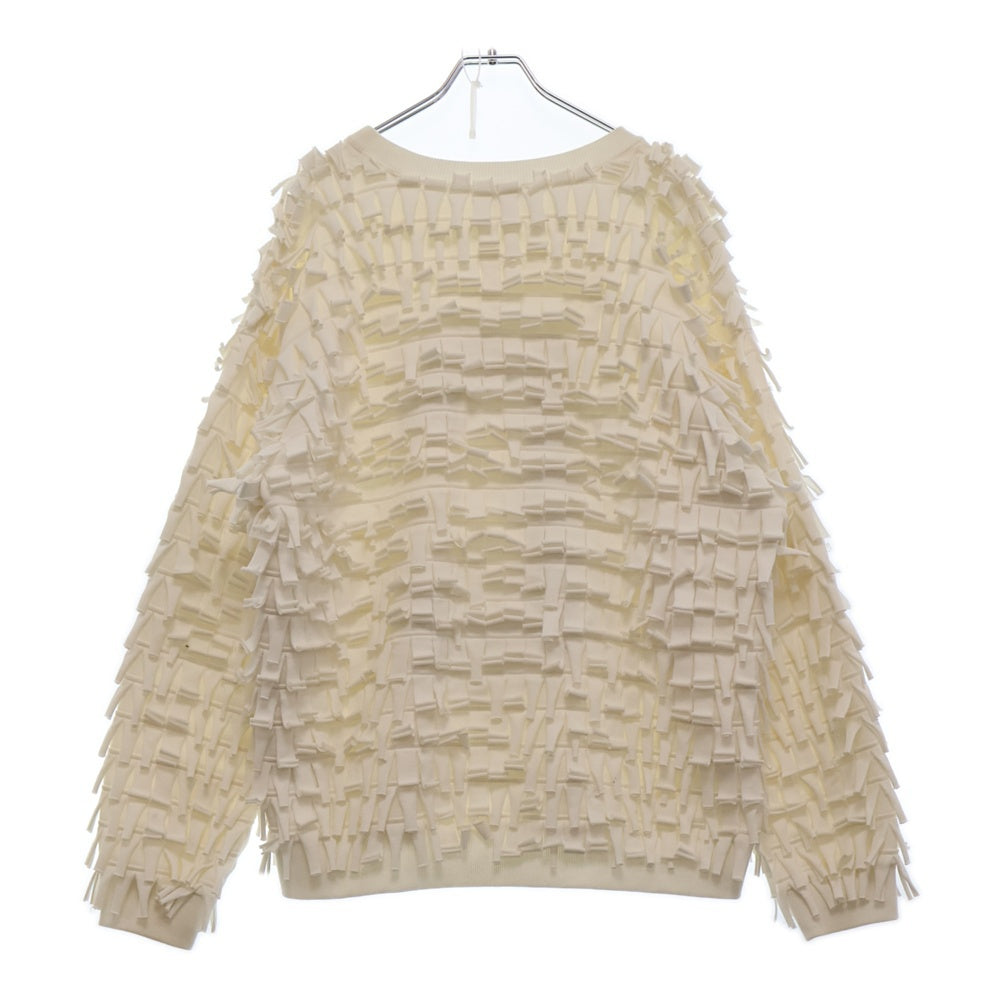 CELINE(セリーヌ) 22AW オーバーサイズ Cロゴアップリケ フリンジ コットンブレンド 長袖スウェット トレーナー 2Y912670Q ホワイト