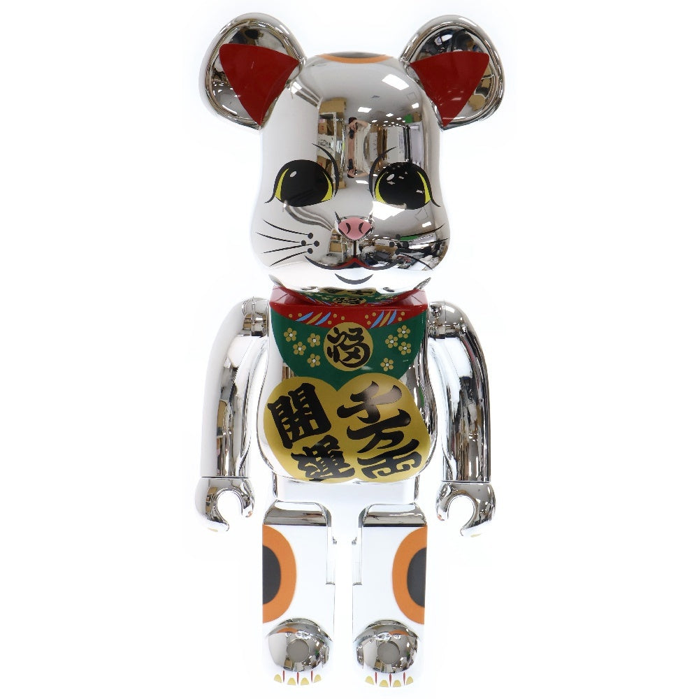 MEDICOM TOY(メディコムトイ) BE@RBRICK 超合金 招き猫 銀メッキ 千万両開運 ベアブリック フィギュア 人形 シルバー