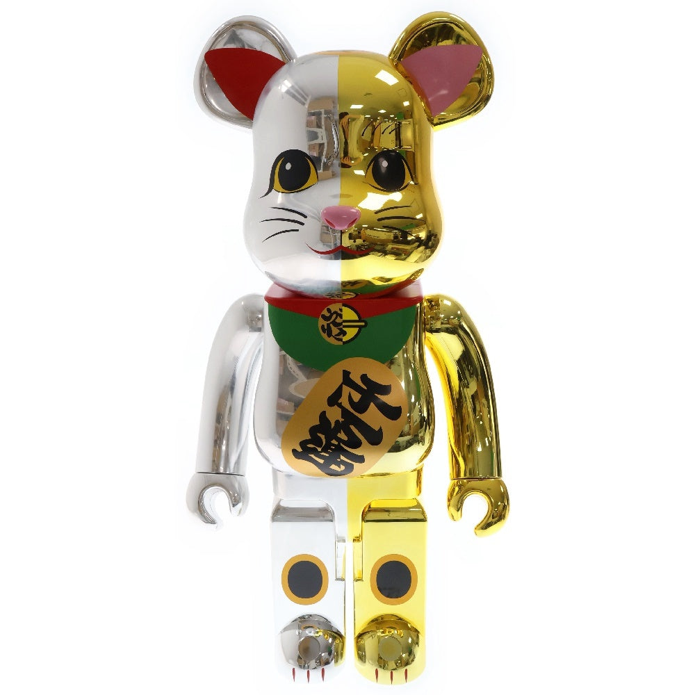 MEDICOM TOY(メディコムトイ) BE@RBRICK 招き猫 開運 銀×千万両 金 1000% ベアブリック フィギュア ゴールド/シルバー