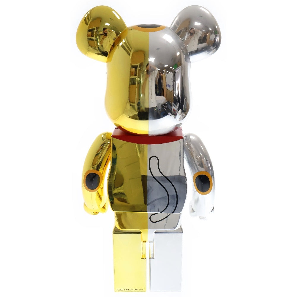MEDICOM TOY(メディコムトイ) BE@RBRICK 招き猫 開運 銀×千万両 金 1000% ベアブリック フィギュア ゴールド/シルバー