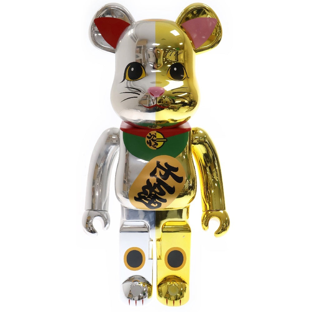 MEDICOM TOY(メディコムトイ) BE@RBRICK 招き猫 開運 銀×千万両 金 1000% ベアブリック フィギュア ゴールド/シルバー