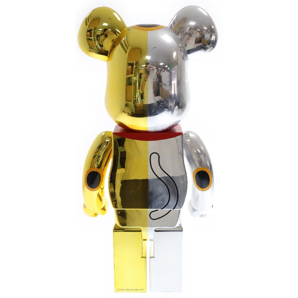 MEDICOM TOY(メディコムトイ) BE@RBRICK 招き猫 開運 銀×千万両 金 1000% ベアブリック フィギュア ゴールド/シルバー