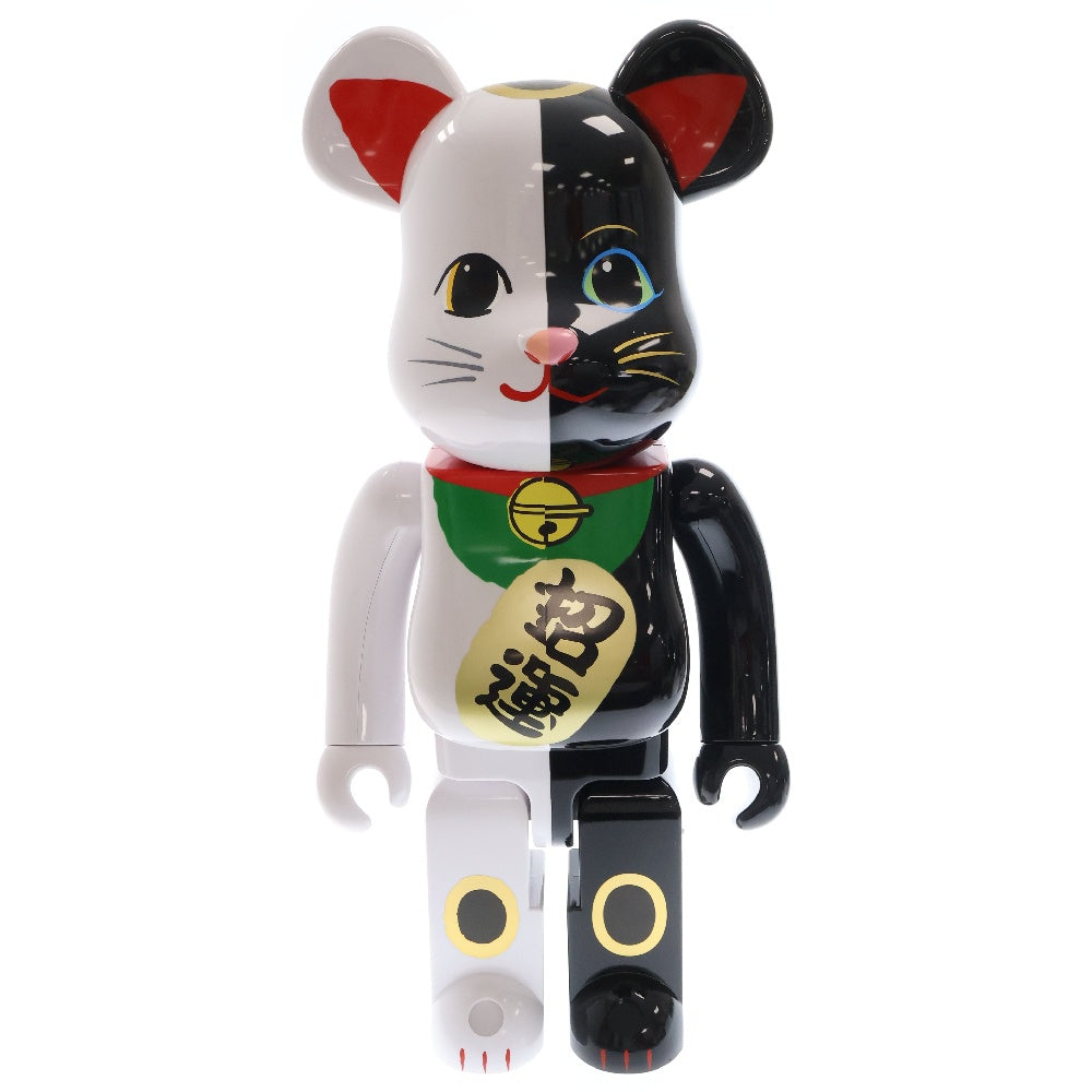MEDICOM TOY(メディコムトイ) BE@RBRICK 招き猫 招福 黒×金運 白 1000% ベアブリック フィギュア ブラック/ホワイト