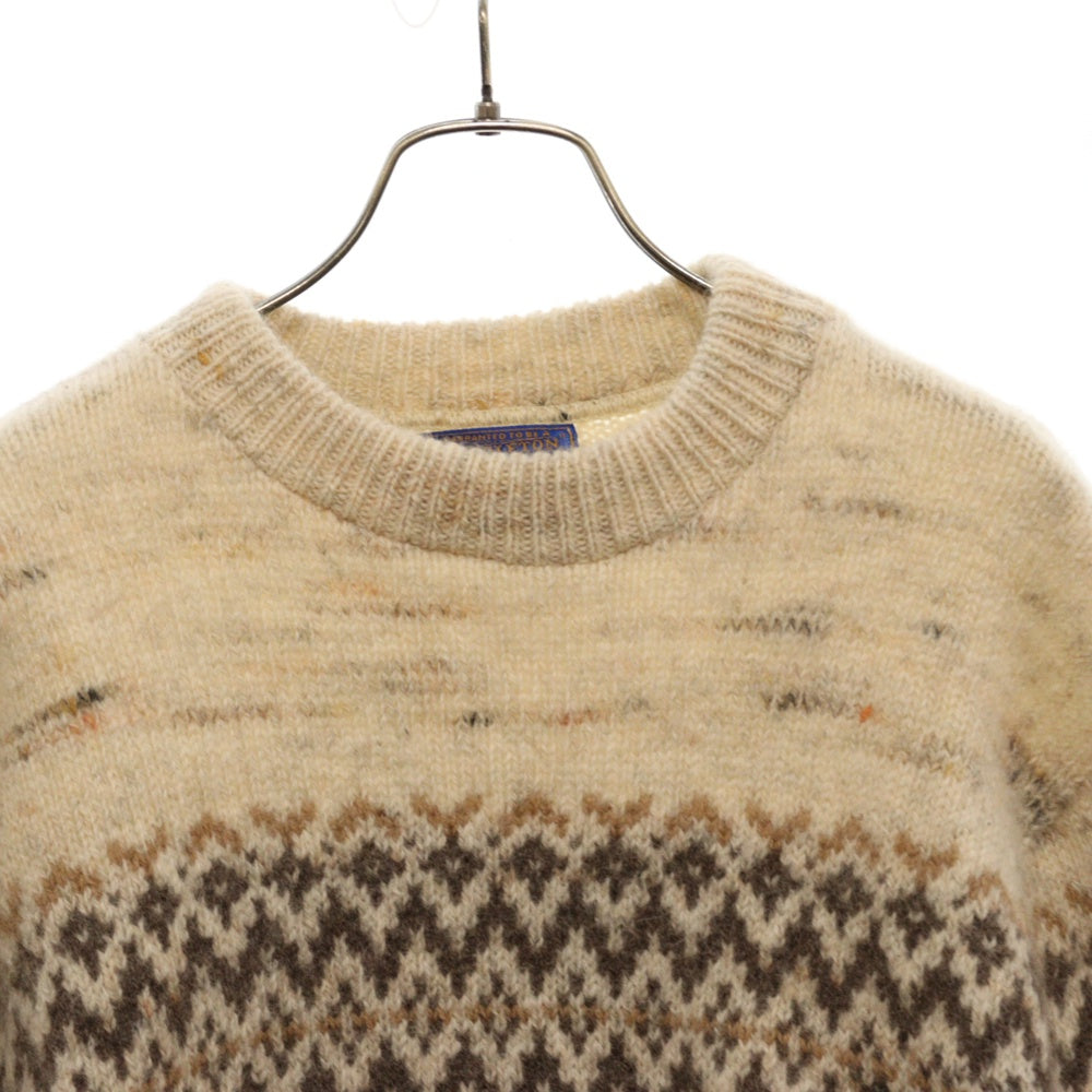 PENDLETON(ペンドルトン) 70s VINTAGE クルーネック ウールニットセーター ベージュ ヴィンテージ