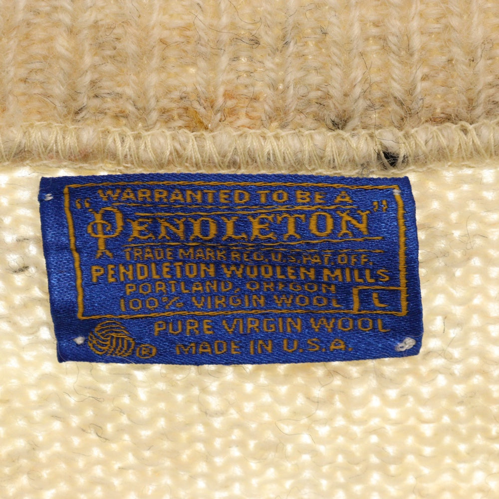 PENDLETON(ペンドルトン) 70s VINTAGE クルーネック ウールニットセーター ベージュ ヴィンテージ