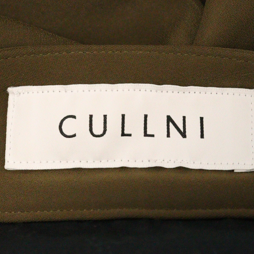 CULLNI(クルニ) 22AW Double Satin Zip Hem Slim Pants 22-AW-005B ダブルサテン ジップスリム パンツ スラックス カーキ