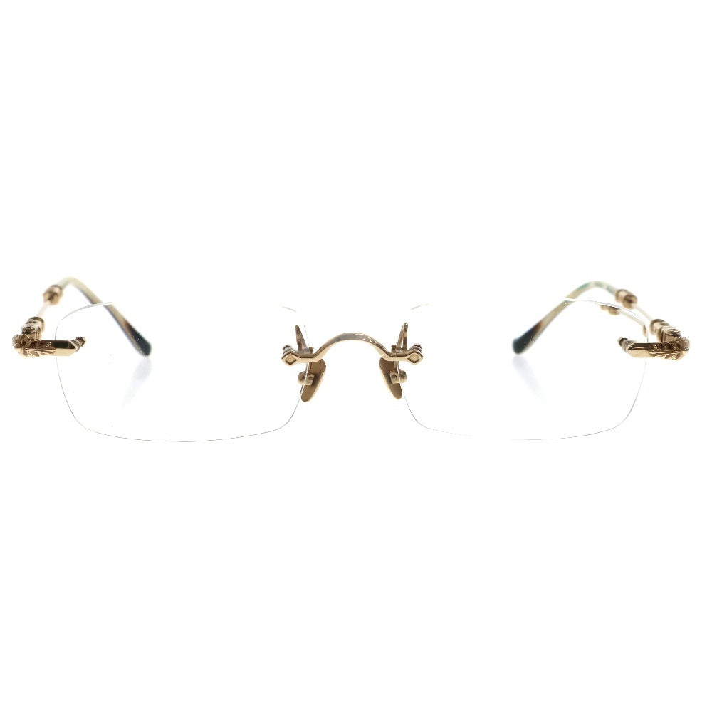 CHROME HEARTS(クロムハーツ) PILLS 3 フローラルテンプルリムレスサングラス 眼鏡 ゴールド 度入り