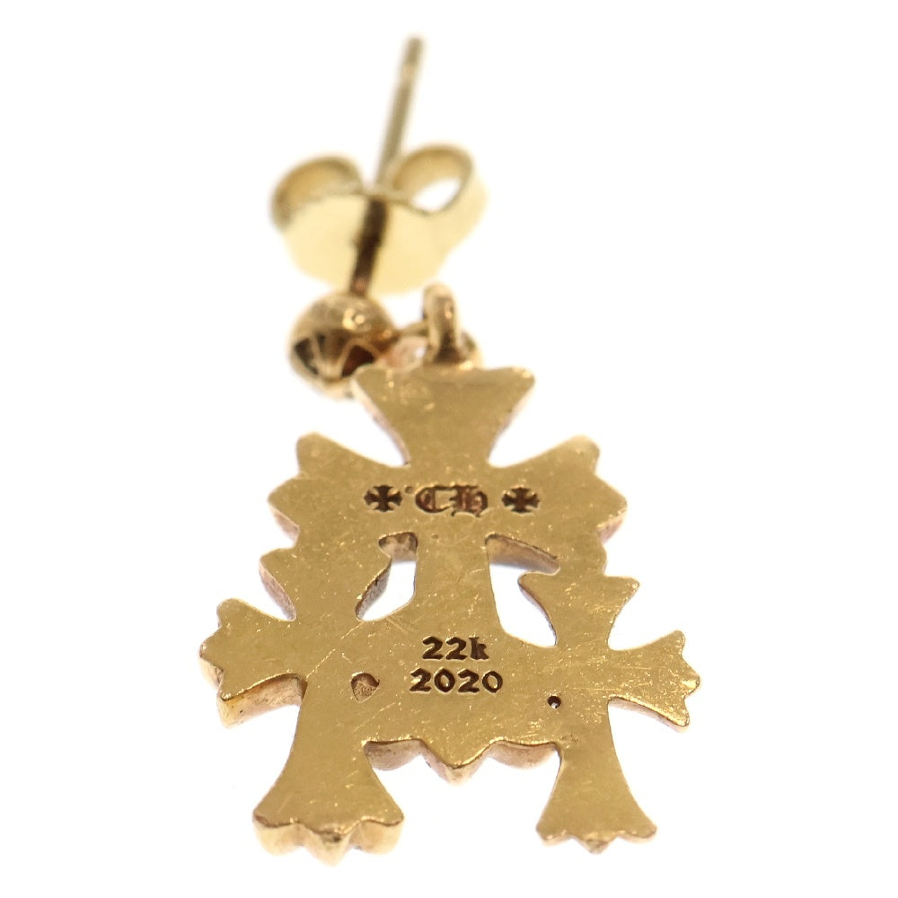 CHROME HEARTS(クロムハーツ) 22K 3 CH CROSS DROP P D トリプルCHクロス ゴールド ダイヤピアス