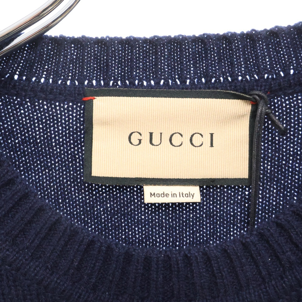 GUCCI(グッチ) GG装飾 クルーネックカシミヤセーター ニット 662179 XKBYJ ネイビー