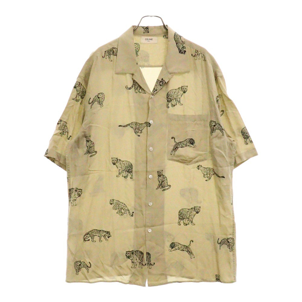CELINE(セリーヌ) 22SS Hawaiian Rayon Shirt 2C730362Q アニマル柄 ハワイアンレーヨンシャツ 半袖開襟シャツ ベージュ