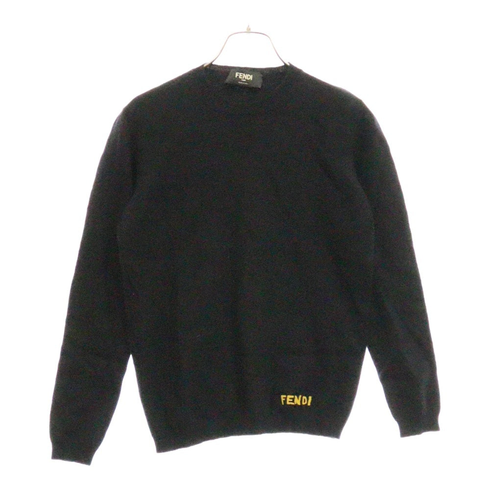 FENDI(フェンディ) Elbow Patch Sweater エルボー ロゴ ニットセーター ブラック FZZ333 A050